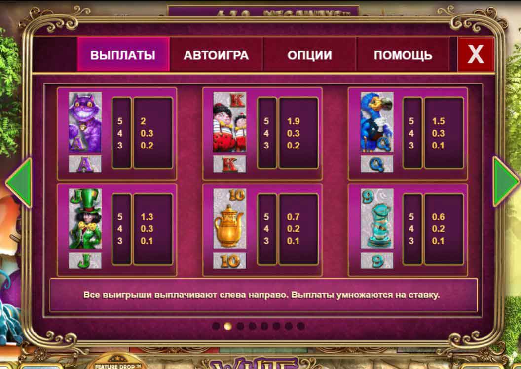 таблица выплат white rabbit