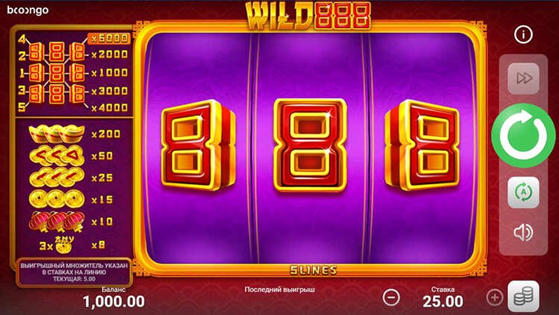Геймплей слота Wild 888