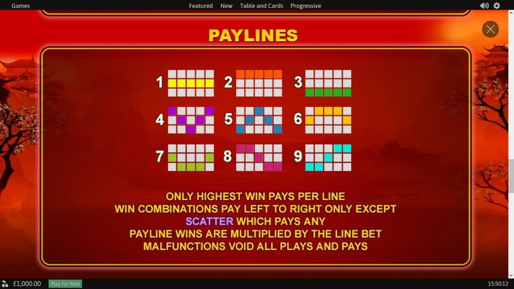 Линии слота Silent Samurai