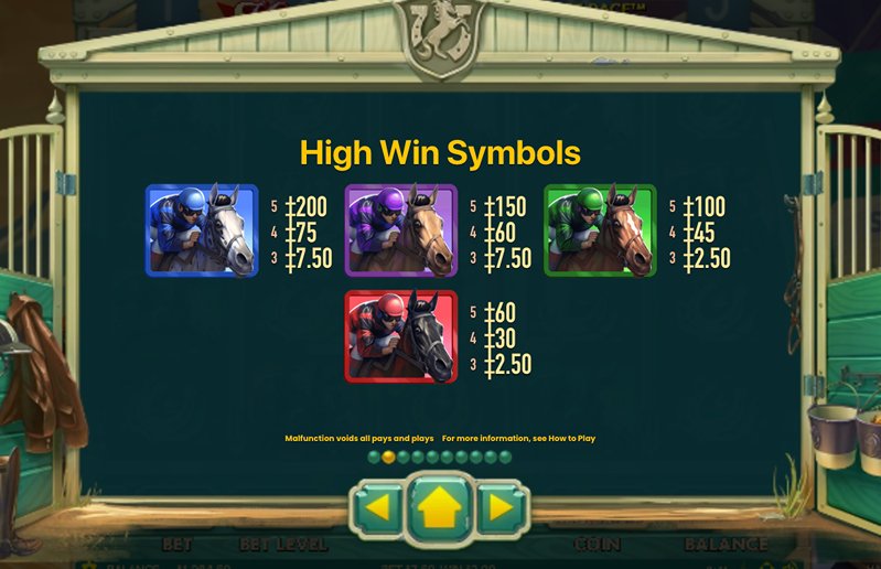 Символы слота Marvelous Furlongs