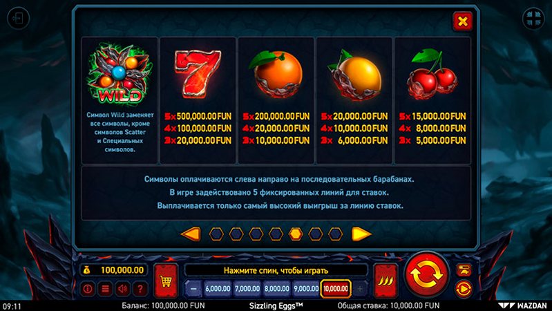 Символы слота Sizzling Eggs