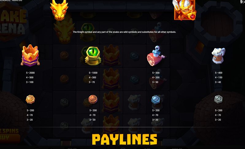 Символы слота Snake Arena