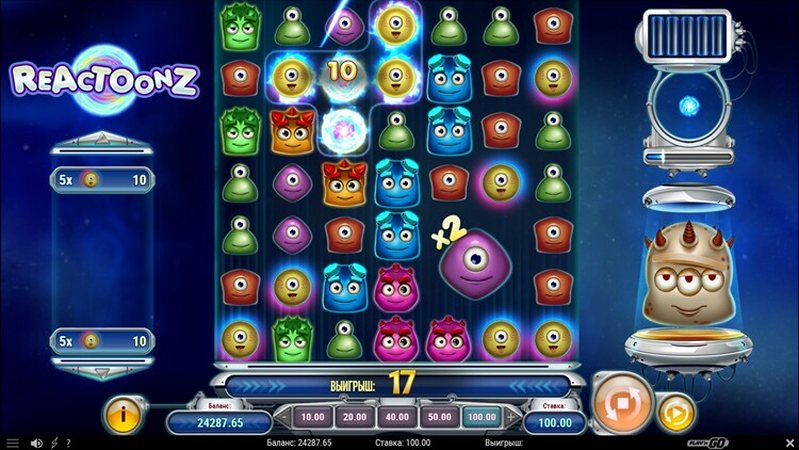 Геймплей слота Reactoonz