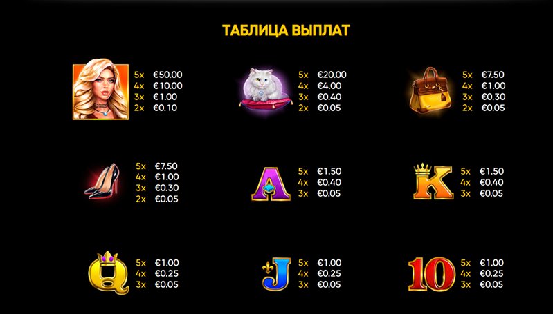 Символы слота Book of Lady