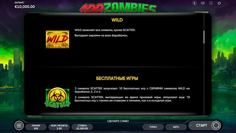 Бонусы слота 100 Zombies