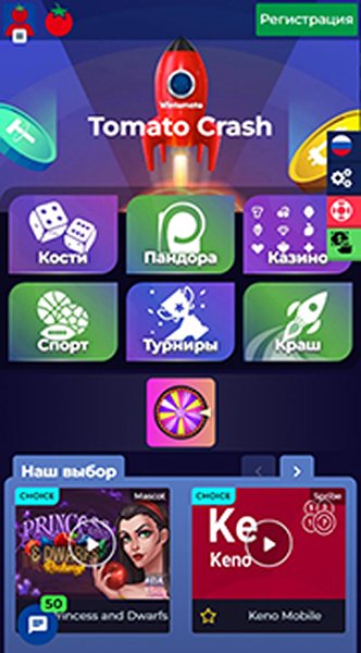 Мобверсия казино Win Tomato